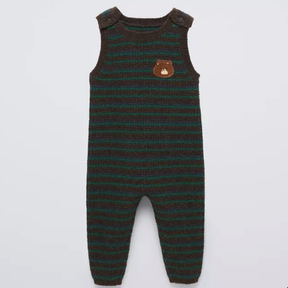 Zara Baby Striped Knit Overalls